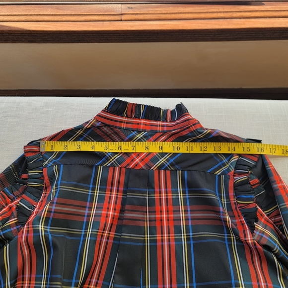 New! J Crew sz M Belted Ruffle Black Tartan Plaid Christmas Dress NWT - Picture 13 of 16